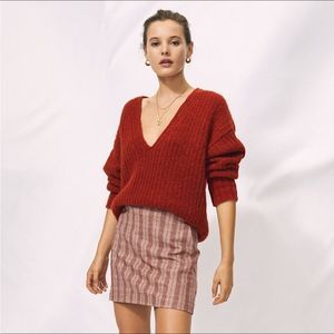 Aritzia Wilfred Classic Mini Skirt red plaid Size 8 NEW